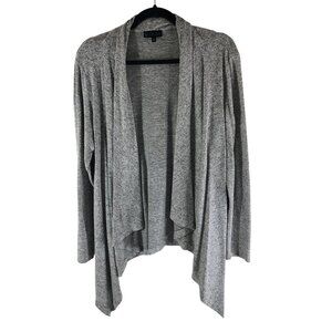 Bobeau Womens Open Front Lightweight Cardigan Sweater Draped Marled Gray S